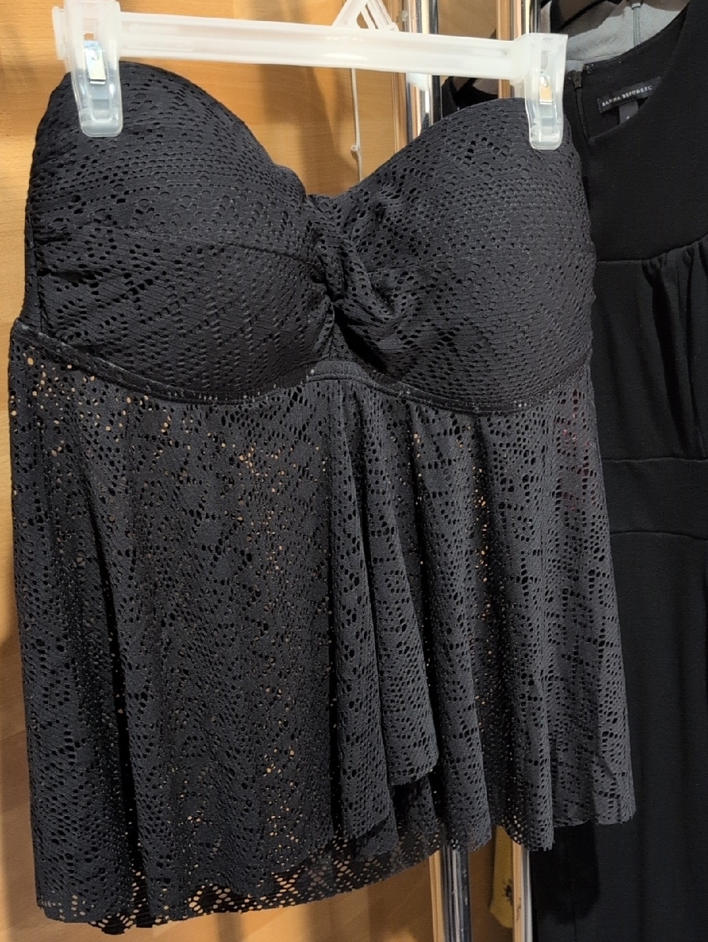 Black Lace Flyaway Tankini Top